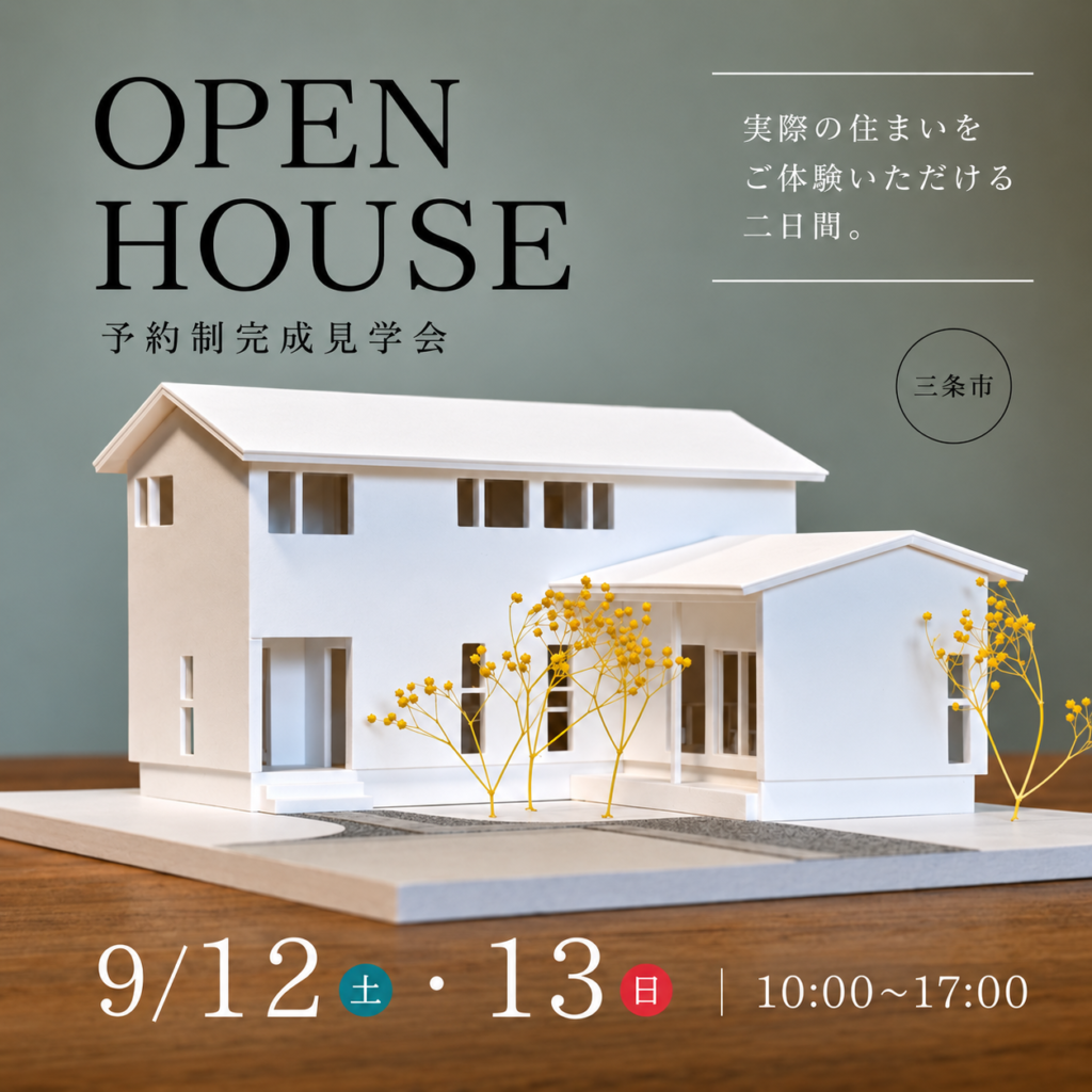 三条市｜完成見学会「光とゆとりを楽しむL字型の住まい」＜予約制＞